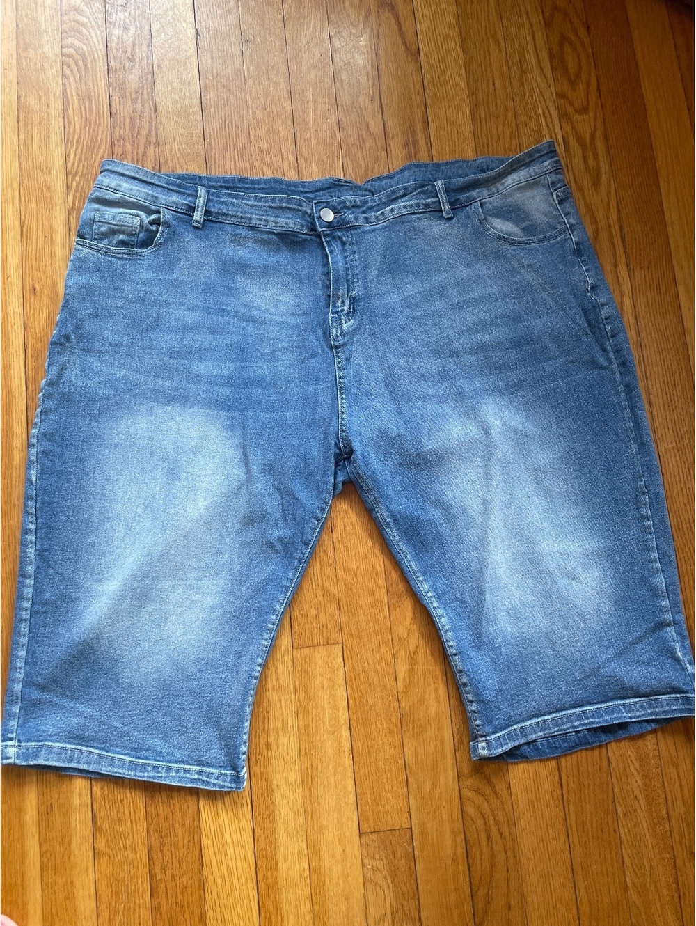 Women's Plus Size 8XL Stretch Denim Bermuda Shorts Blue High Rise Casual